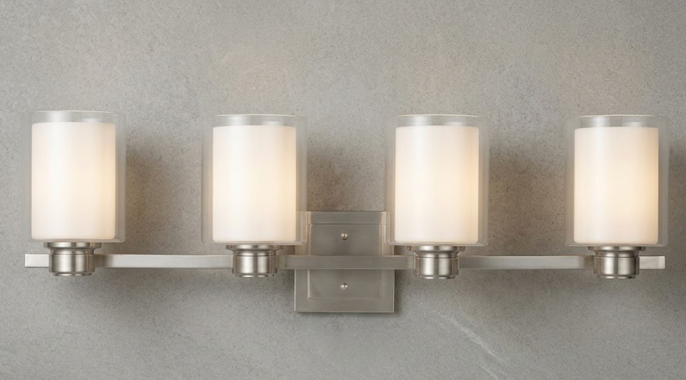 Seasons Elmsworth 4-Light Vanity Light Fixture, Brushed Nickel, 34.75"