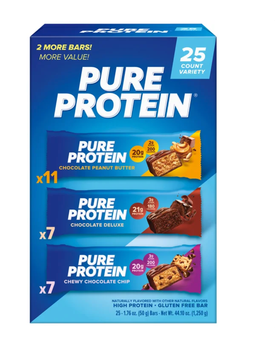 Pure Protein Bars, Variety Pack, 1.76 oz, 25-count