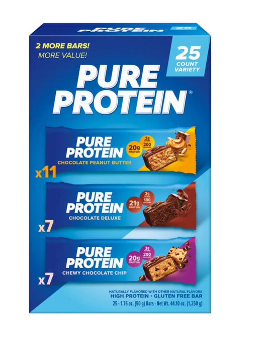 Pure Protein Bars, Variety Pack, 1.76 oz, 25-count