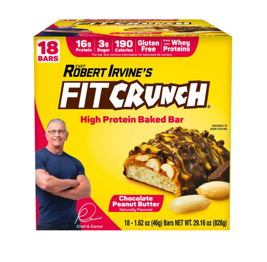 FITCRUNCH Protein Bars, 16g Protein, Chocolate Peanut Butter, 1.62 oz, 18-count