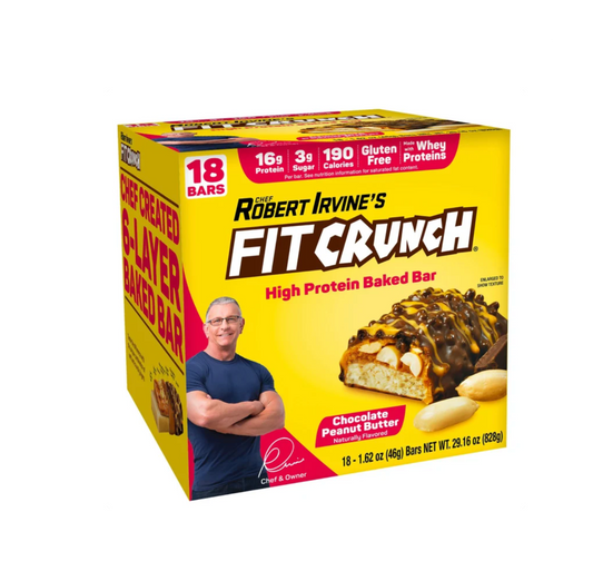 FITCRUNCH Protein Bars Chocolate Peanut Butter, 16g Protein, 18 Count Gluten-Free High Protein Snack Bars