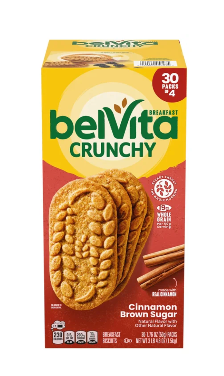 BelVita Breakfast Biscuit, Cinnamon Brown Sugar, 1.76 oz, 30-count