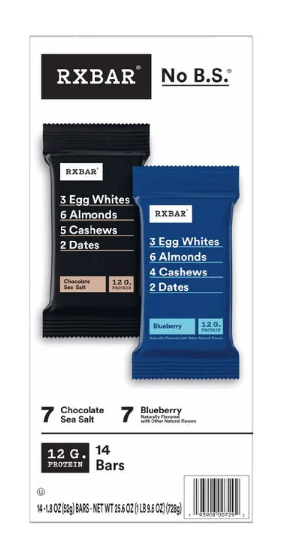 RXBAR Protein Bars Variety Pack 14-Count 1.8oz Chocolate Sea Salt & Blueberry