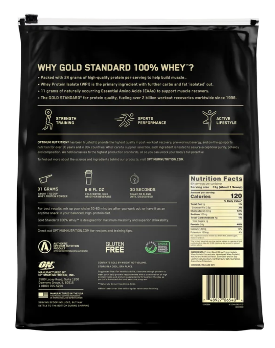 Optimum Nutrition Gold Standard 100% Whey Protein Powder, Vanilla Ice Cream, 5.47 lbs