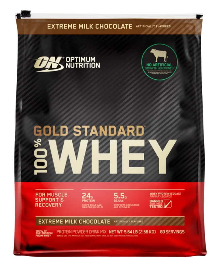 Optimum Nutrition Gold Standard 100% Whey Protein Powder, Extreme Milk Chocolate, 5.64 lbs