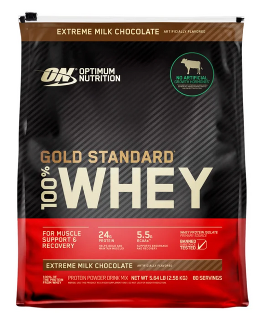 Optimum Nutrition Gold Standard 100% Whey Protein Powder, Extreme Milk Chocolate, 5.64 lbs