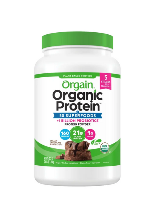 Orgain Organic Protein and Superfoods Plant Based Protein Powder, Creamy Chocolate Fudge, 2.64 lbs