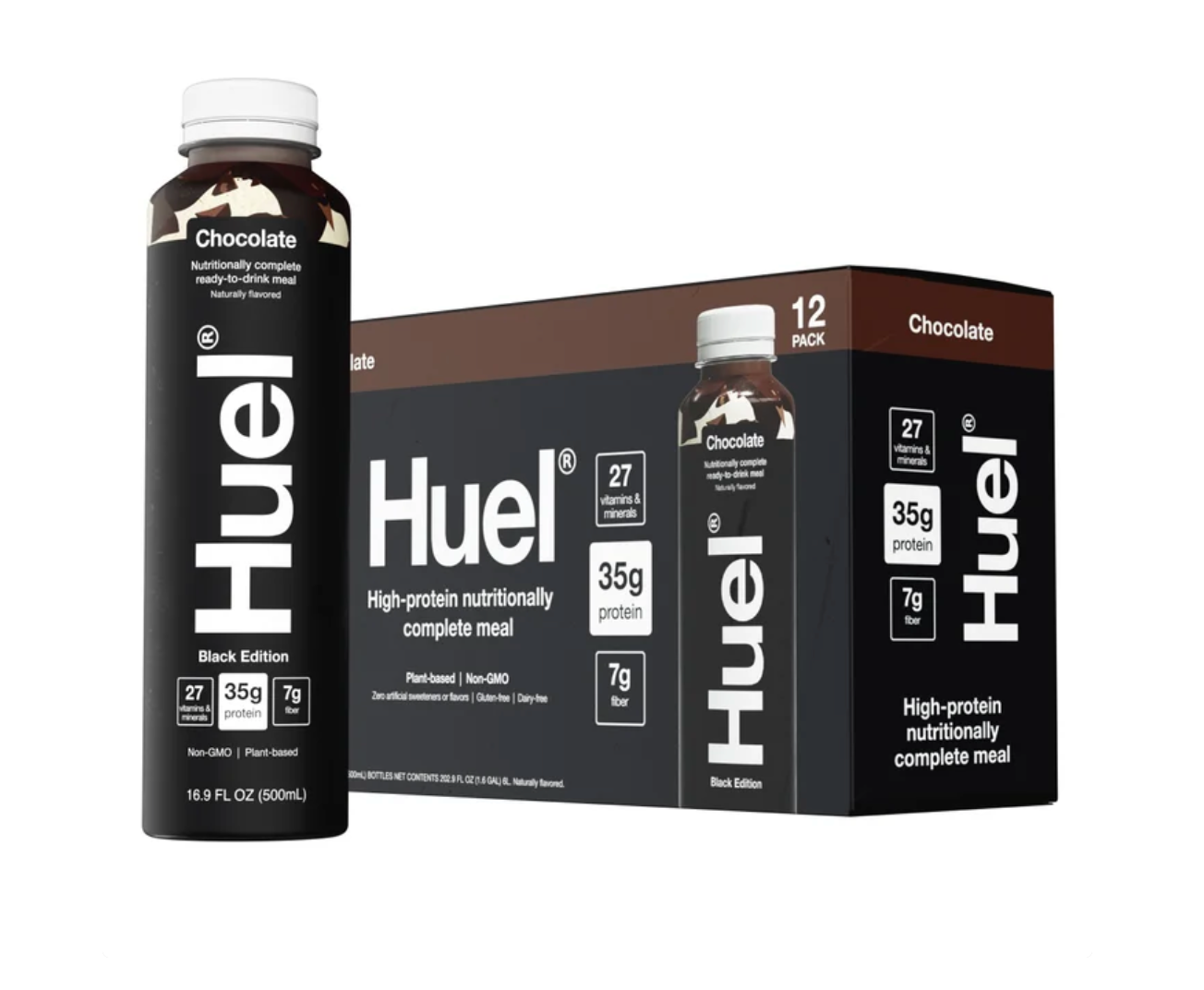 Huel Black Edition High-Protein Chocolate Meal Replacement Drink, 16.9 fl oz, 12-pack
