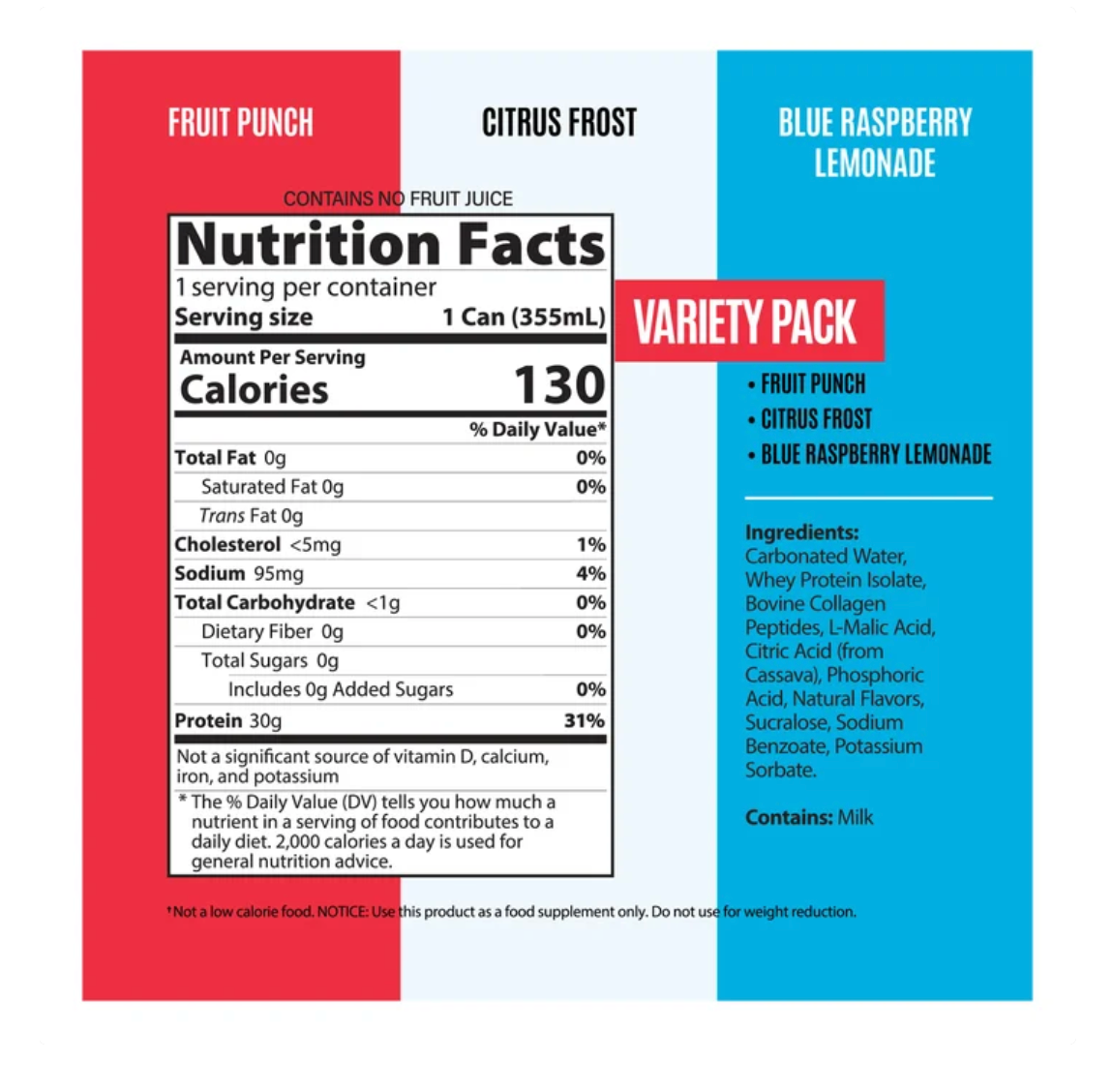 Genius Gourmet Sparkling Clear 30g Protein Variety Pack, 12 fl oz, 15-pack