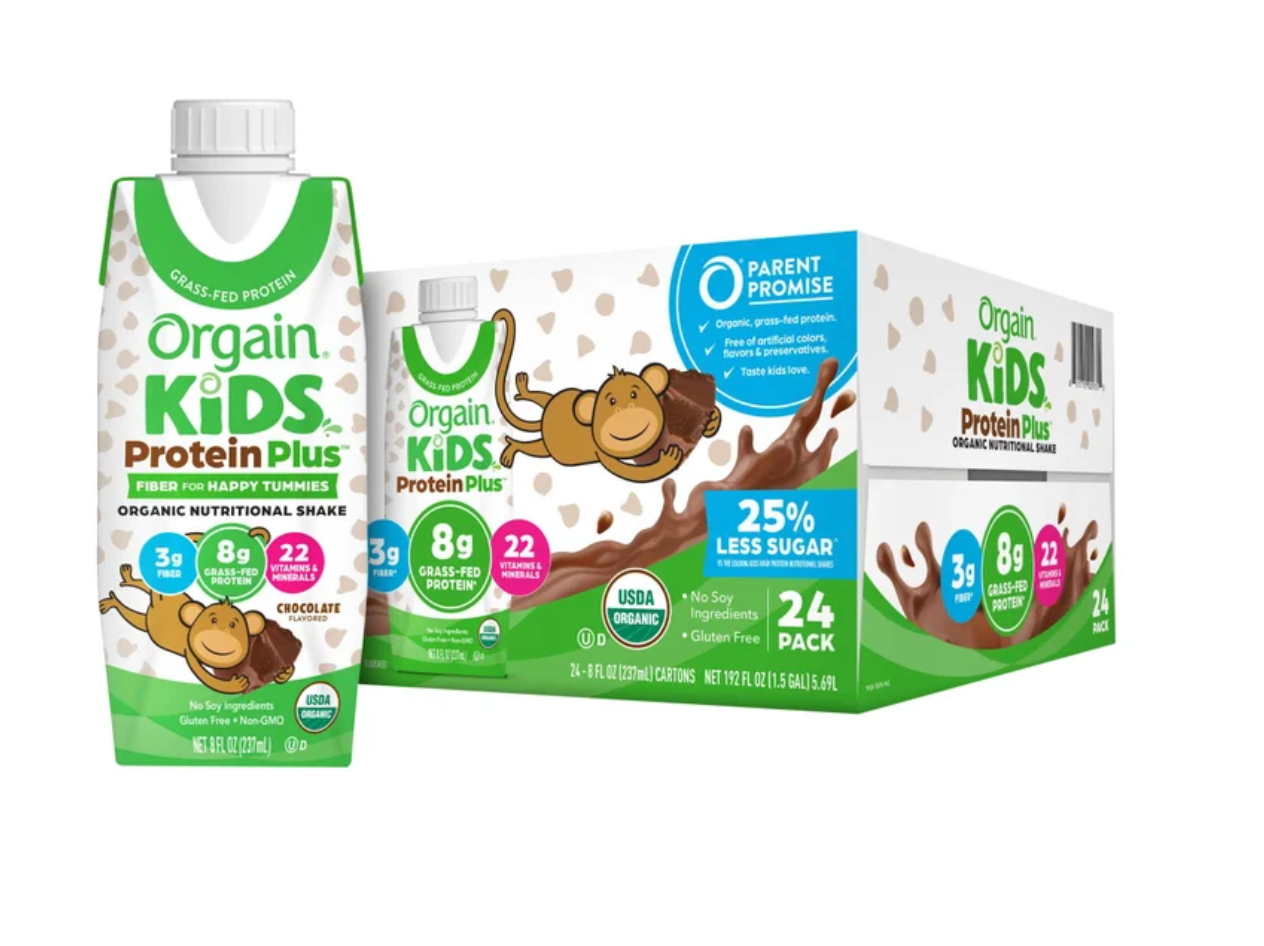 Orgain USDA Organic Kids Nutritional Protein Shake, Chocolate, 8 fl oz, 24-pack