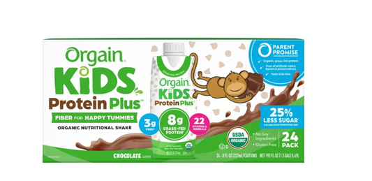 Orgain USDA Organic Kids Nutritional Protein Shake, Chocolate, 8 fl oz, 24-pack