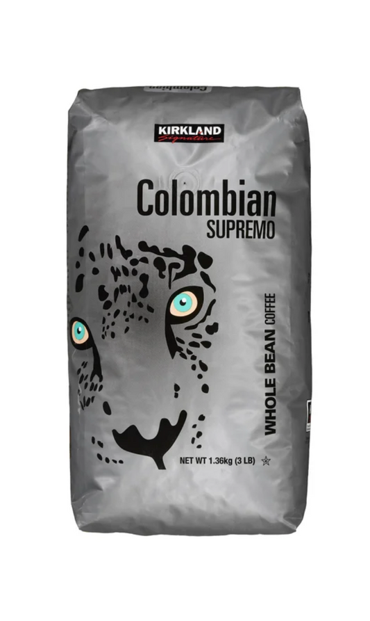Kirkland Signature Colombian Supremo Coffee, Whole Bean, 3 lbs