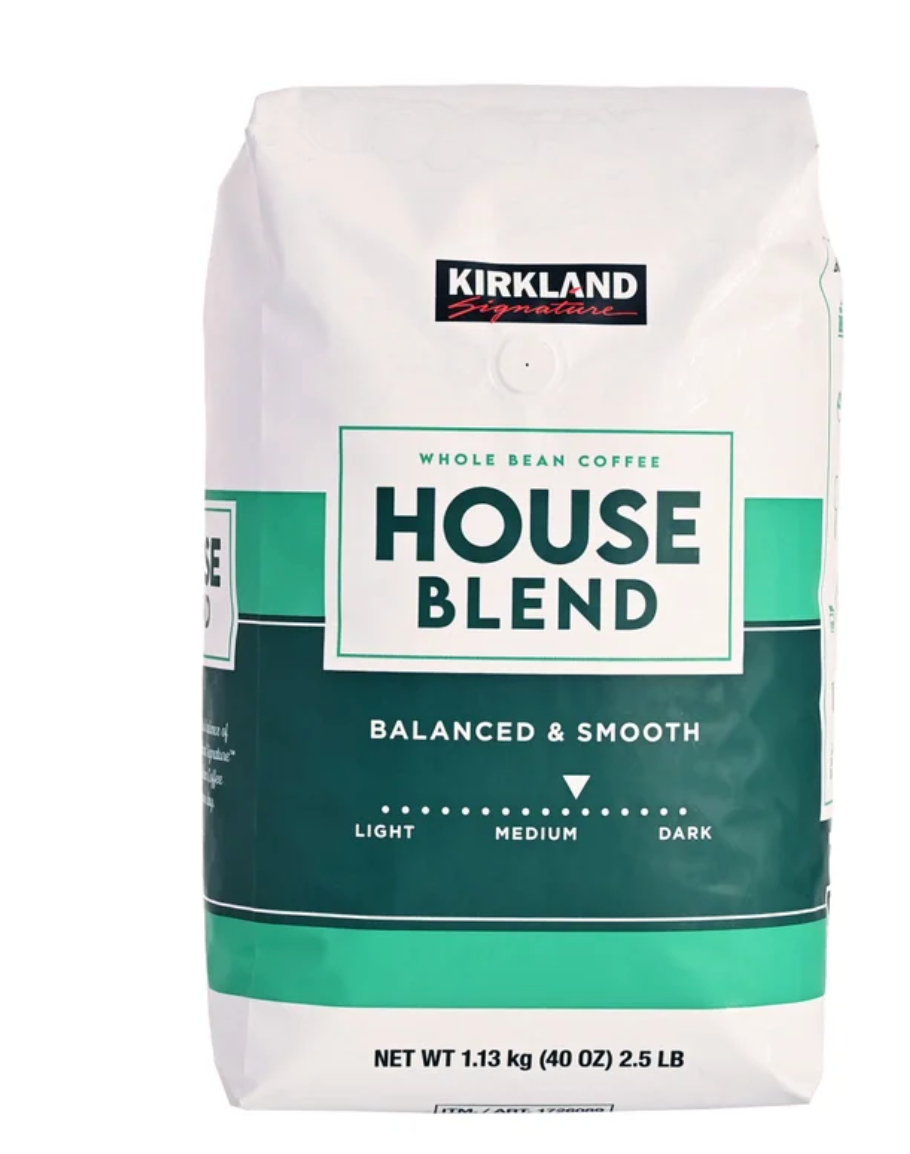 Kirkland Signature House Blend Whole Bean Coffee, Medium Roast, 2.5 lbs