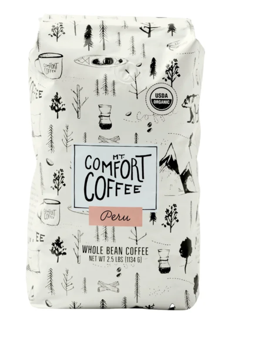 Mt. Comfort Coffee Organic Peru Medium Roast Whole Bean Coffee (2.5 lbs)