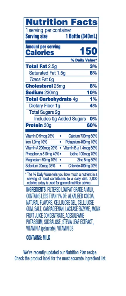 Fairlife Nutrition Plan 30g Protein Shake, Chocolate (18-Pack, 11.5 fl oz)