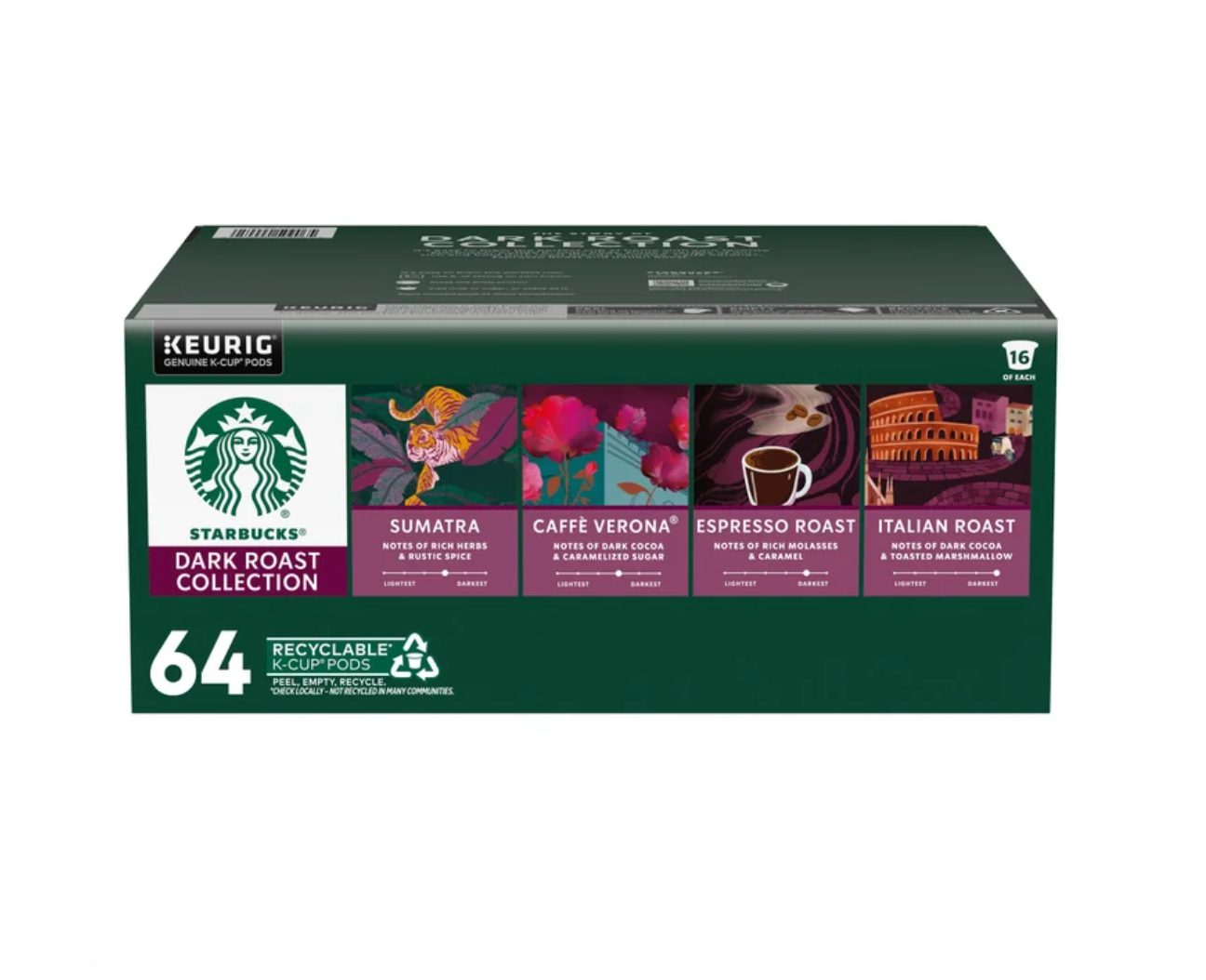 Starbucks Coffee K-Cup Pods Variety Pack - Medium & Dark Roasts (64 to 72-Count)
