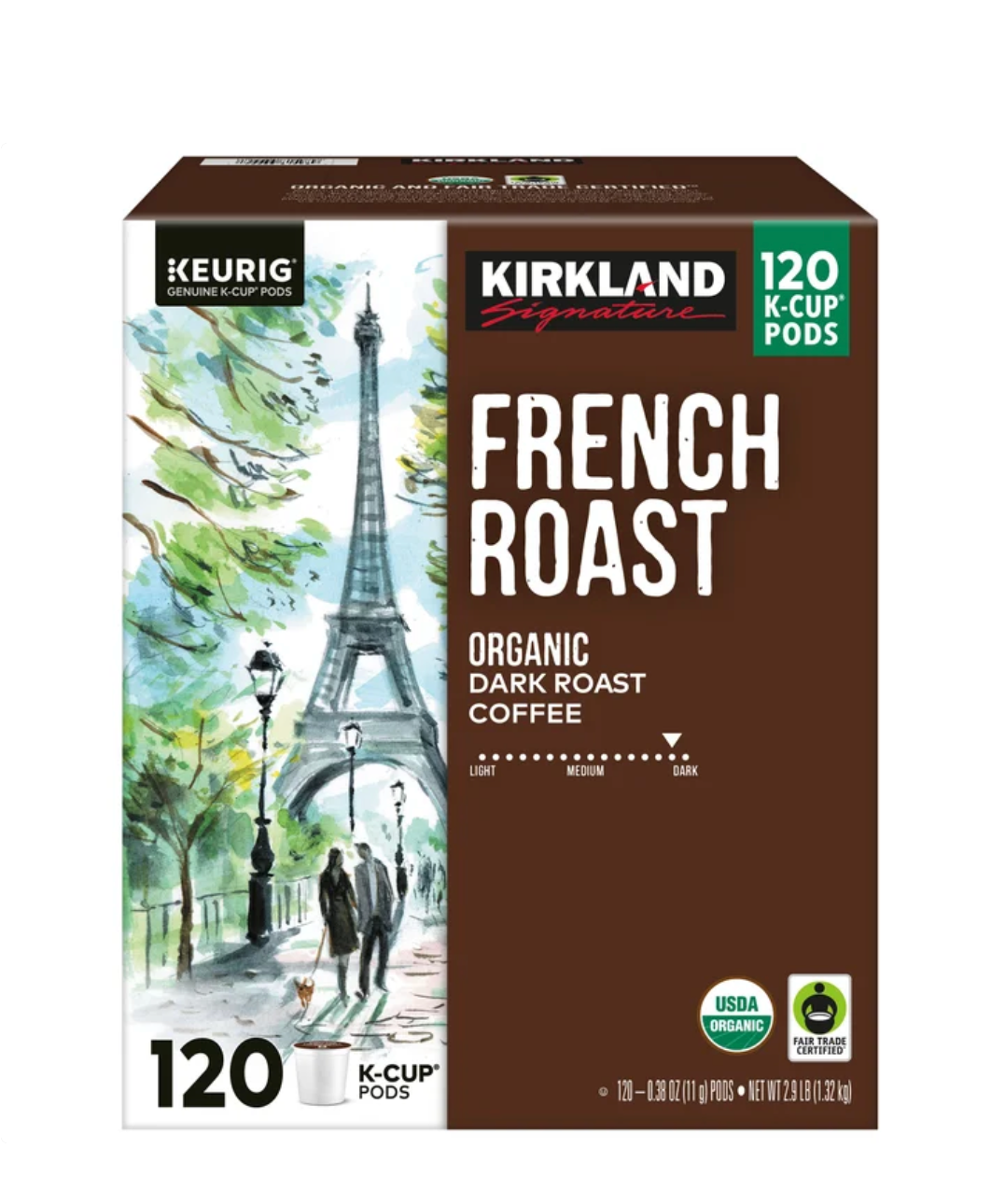 Kirkland Signature Organic French Roast Dark Roast Coffee K-Cup Pods (120-Count)