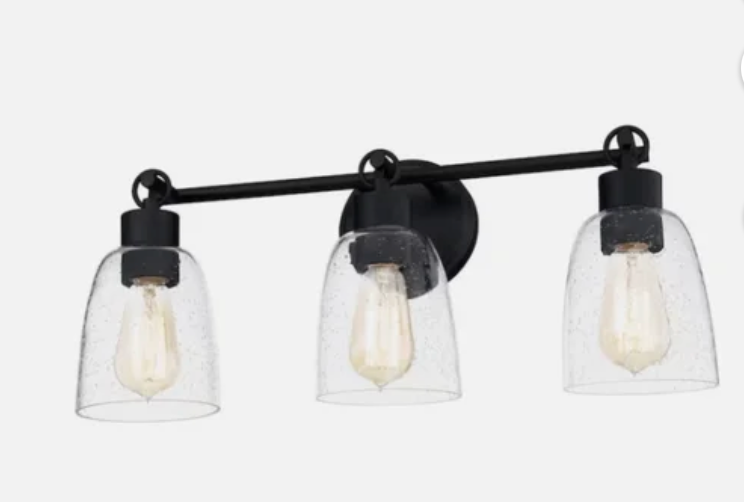 Quoizel Seaton 3-Light Modern Farmhouse Vanity Light (Matte Black)