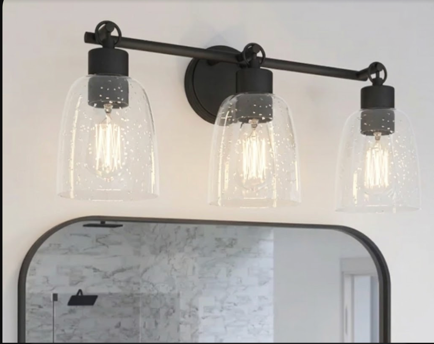 Quoizel Seaton 3-Light Modern Farmhouse Vanity Light (Matte Black)