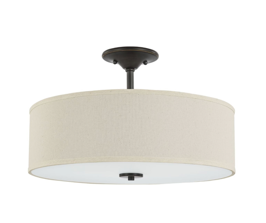 Progress Lighting Inspire Collection – 18" 3-Light Semi-Flush Mount Ceiling Light (Antique Bronze / Summer Linen)