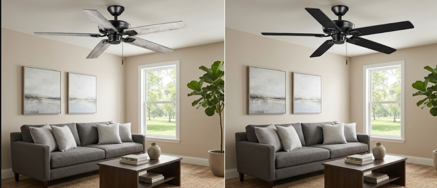 Hampton Bay Bayfield 52" Indoor Matte Black Ceiling Fan with 5 Reversible Blades
