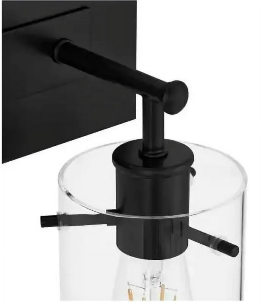 Hampton Bay Regan 29.25" 4-Light Matte Black Bathroom Vanity Light with Clear Glass Shades