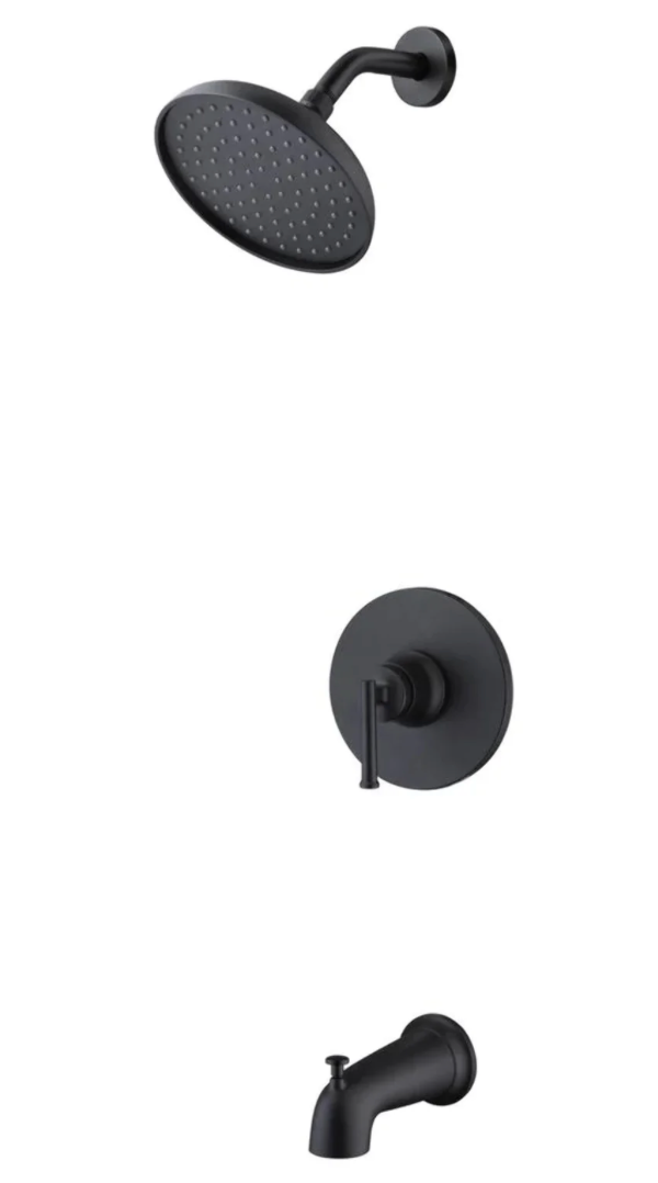 Glacier Bay Oswell Single-Handle 1-Spray Tub and Shower Faucet Combo in Matte Black (Valve Included)