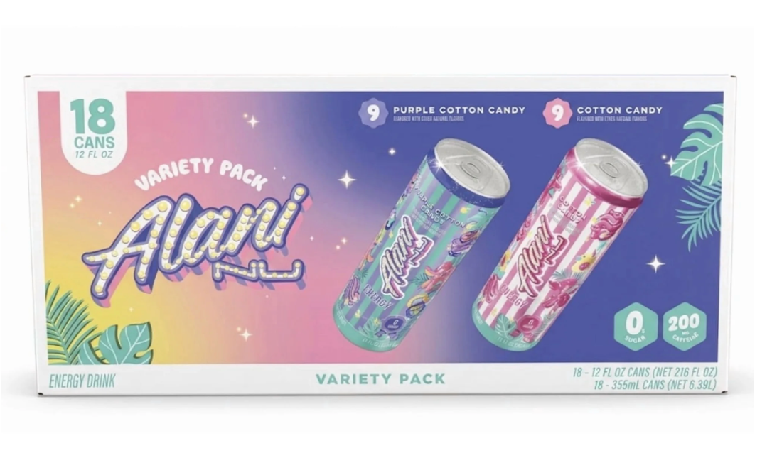 Alani Nu Energy Drink Variety Pack - Cotton Candy & Purple Cotton Candy (18 ct / 12 fl oz)