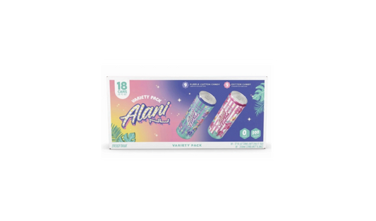 Alani Nu Energy Drink Variety Pack, Cotton Candy & Purple Cotton Candy, 18 Cans (12 fl oz Each)