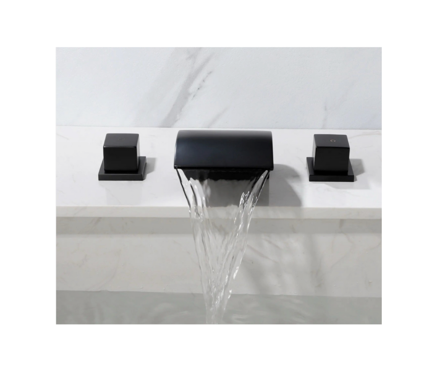 Matte Black Waterfall Roman Tub Faucet 2-Handle Deck Mount Bathtub Filler Solid Brass
