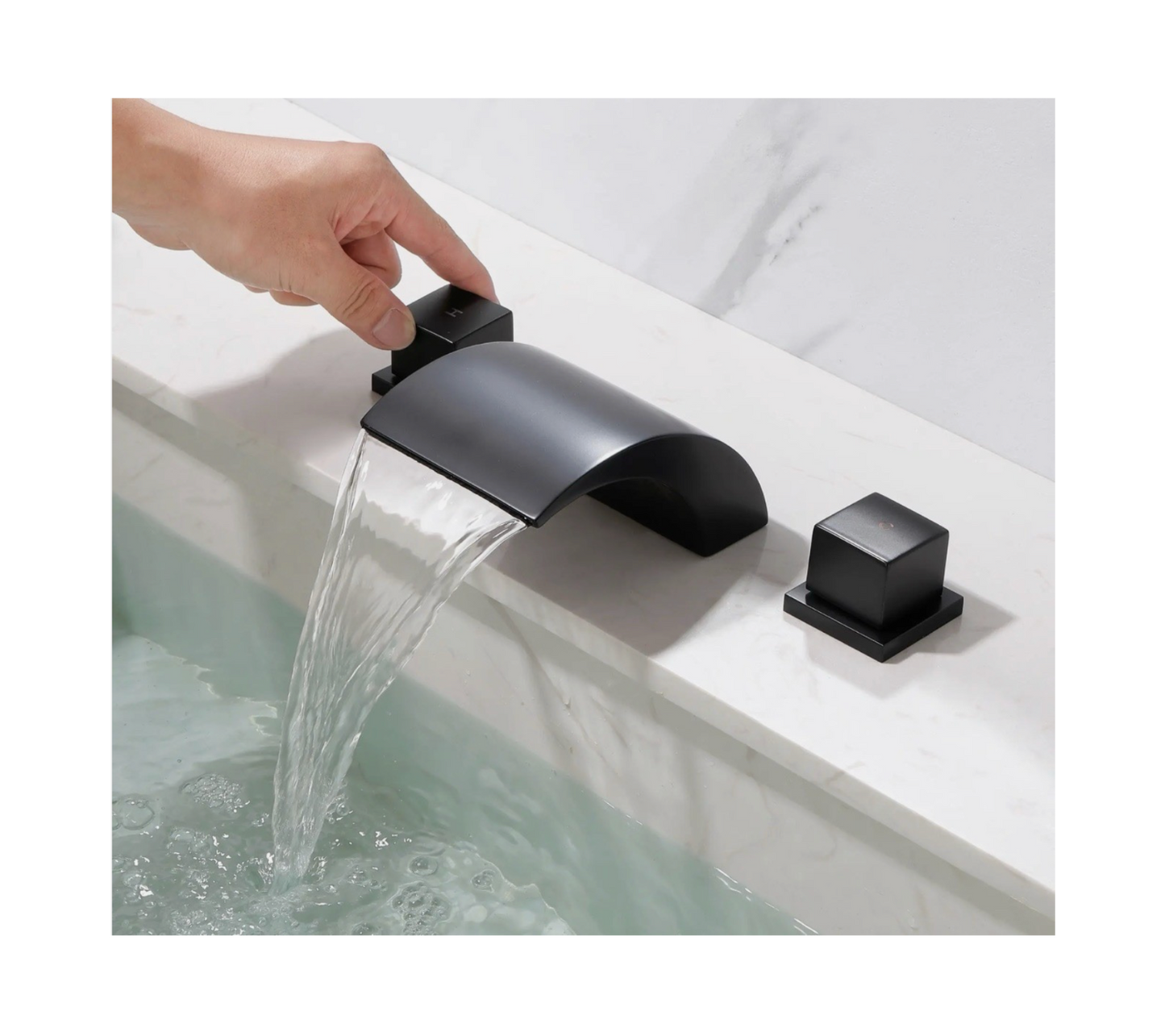 Matte Black Waterfall Roman Tub Faucet 2-Handle Deck Mount Bathtub Filler Solid Brass