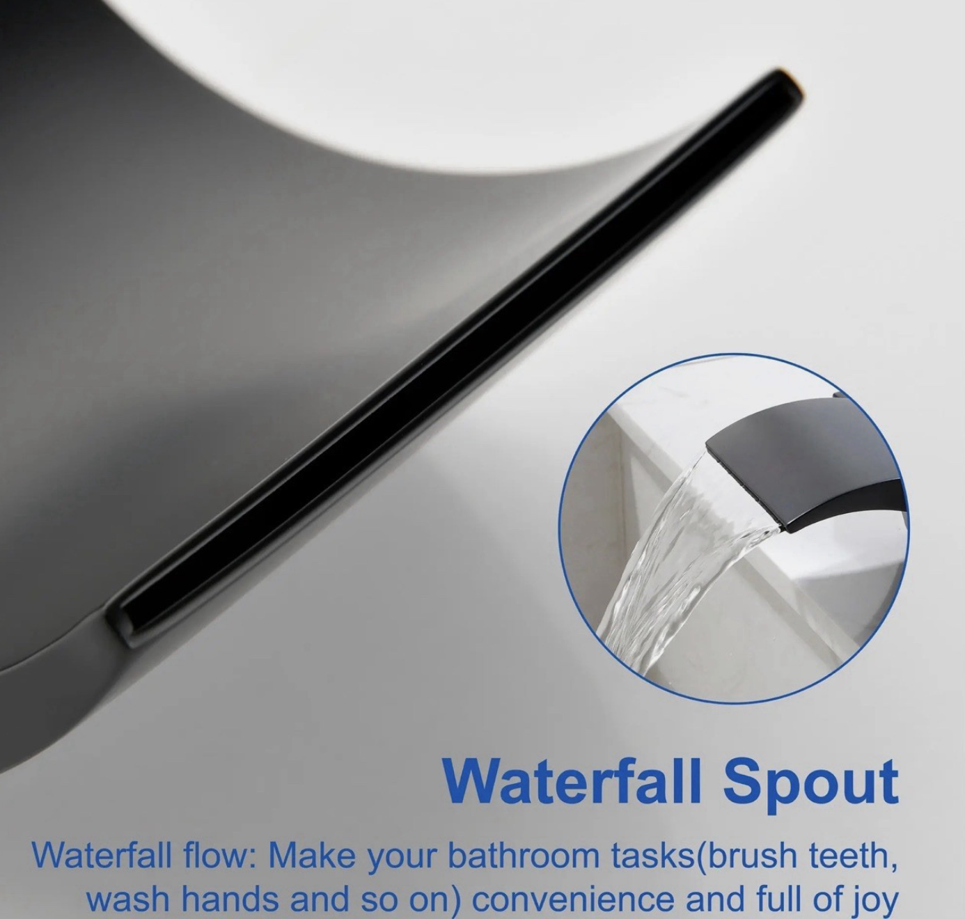 Matte Black Waterfall Roman Tub Faucet 2-Handle Deck Mount Bathtub Filler Solid Brass