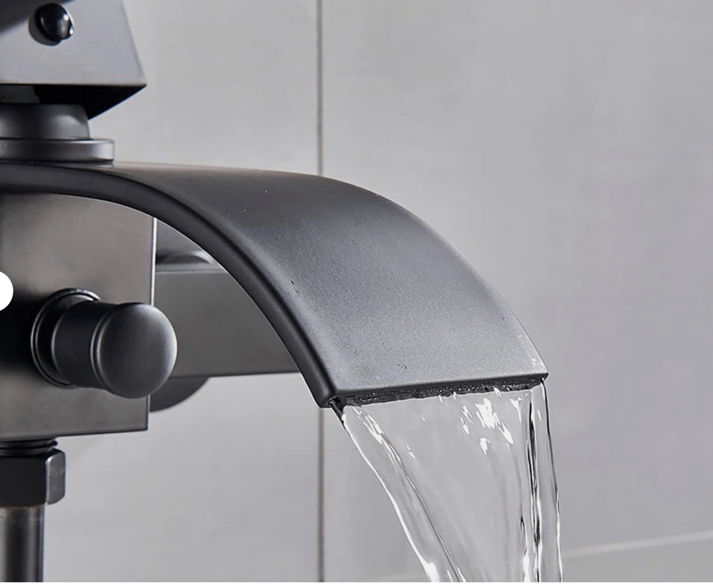 Matte Black Wall-Mount Waterfall Tub Faucet Bathtub Mixer with Handheld Shower Solid Brass