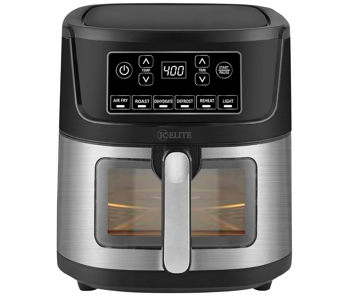 Kitchen Elite 9.5 Qt. Digital Air Fryer Easy-View Window Stainless Steel PFAS-Free