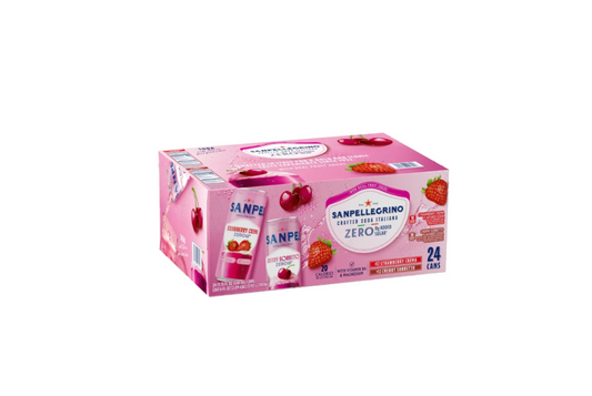 Sanpellegrino Crafted Soda Italiana Zero Variety Pack Strawberry Crema & Cherry Sorbetto 24 Cans (11.15 fl oz Each)