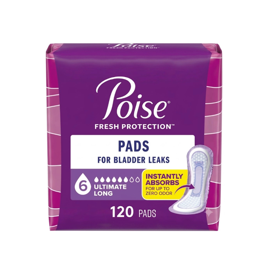 Poise Fresh Protection Incontinence Pads, 6 Ultimate Long, 120 Count