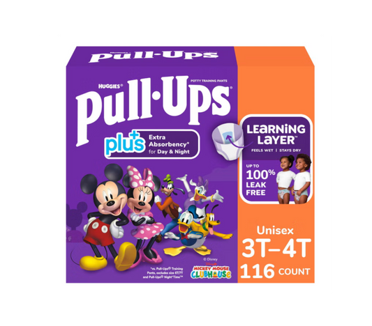 Huggies Pull Ups Plus Unisex Training Pants Day & Night Extra Absorbency Disney, Sizes 2T-6T