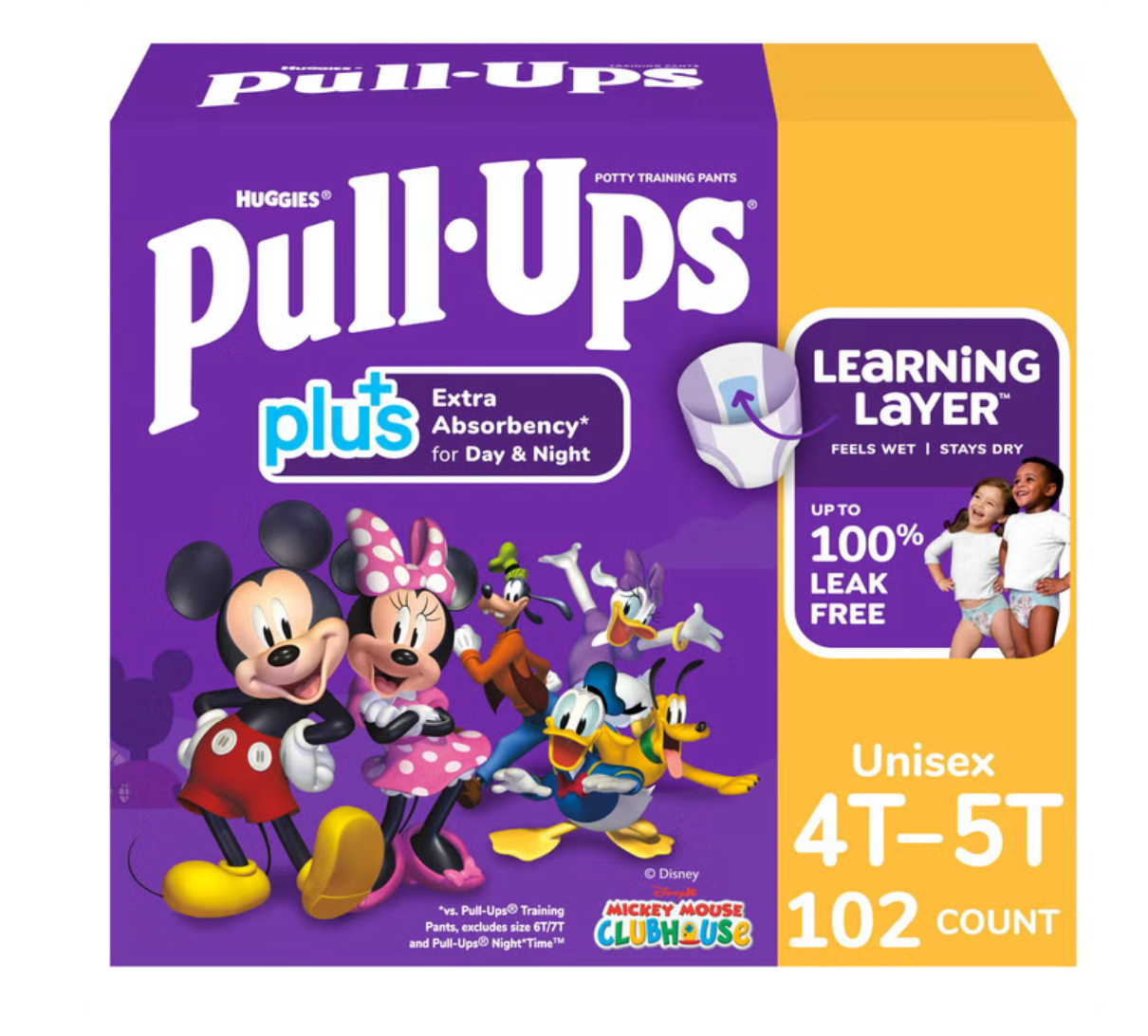 Huggies Pull Ups Plus Unisex Training Pants Day & Night Extra Absorbency Disney, Sizes 2T-6T