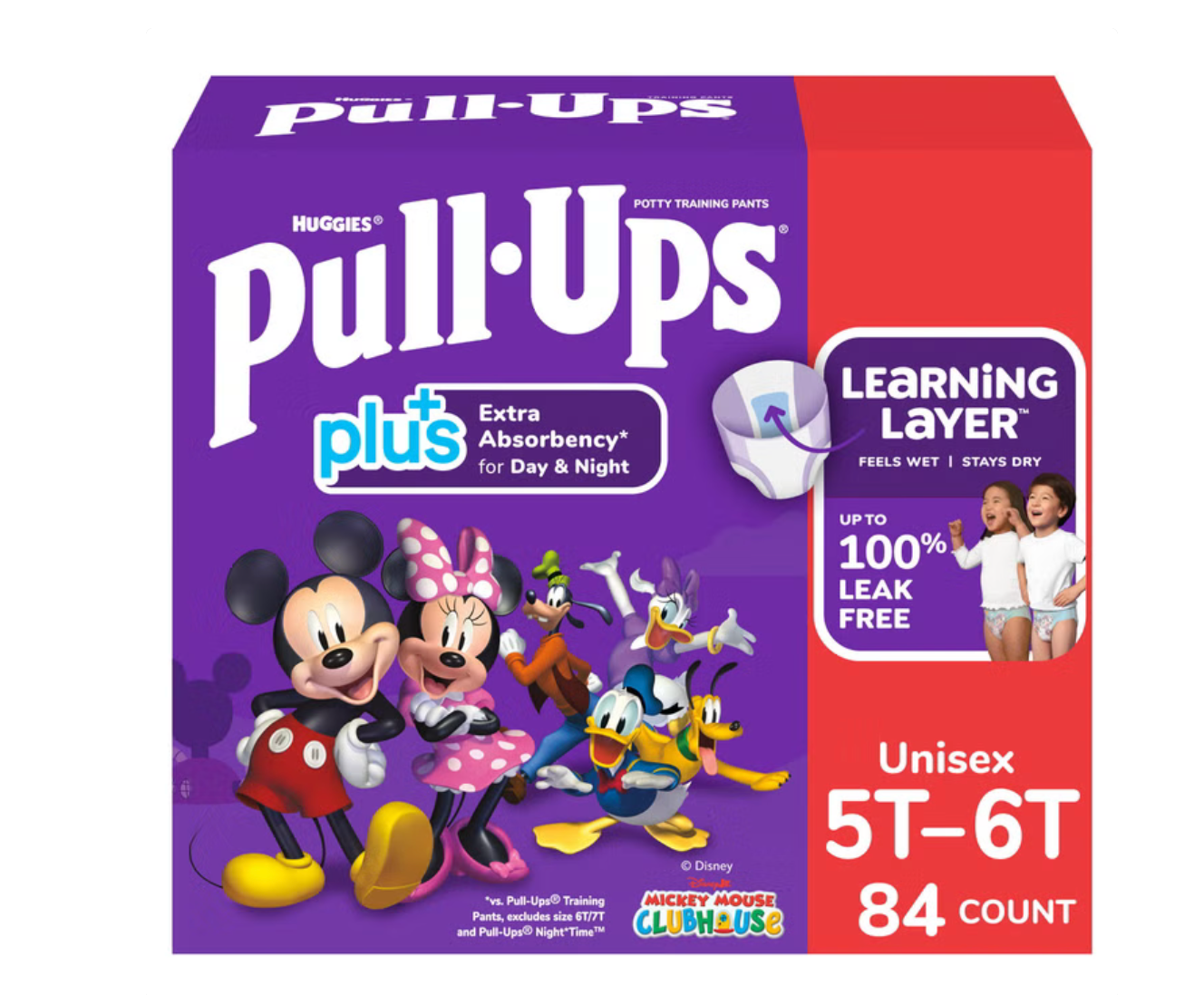Huggies Pull Ups Plus Unisex Training Pants Day & Night Extra Absorbency Disney, Sizes 2T-6T