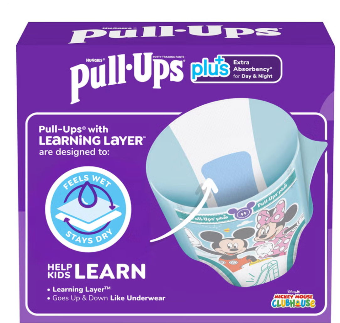 Huggies Pull Ups Plus Unisex Training Pants Day & Night Extra Absorbency Disney, Sizes 2T-6T
