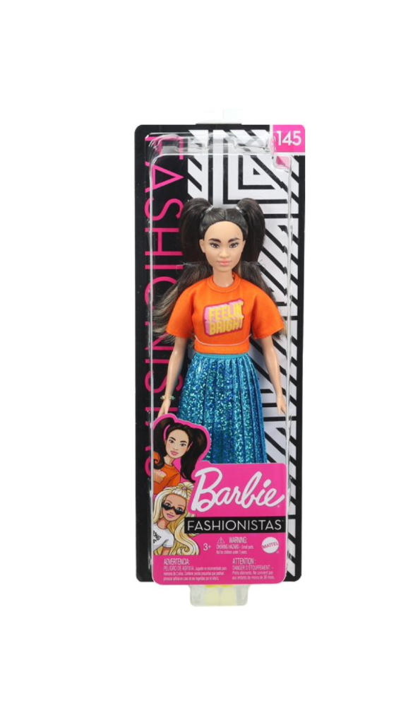 Barbie Fashionistas Doll #145 Brunette Pigtails "Feelin Bright" Outfit, Mattel