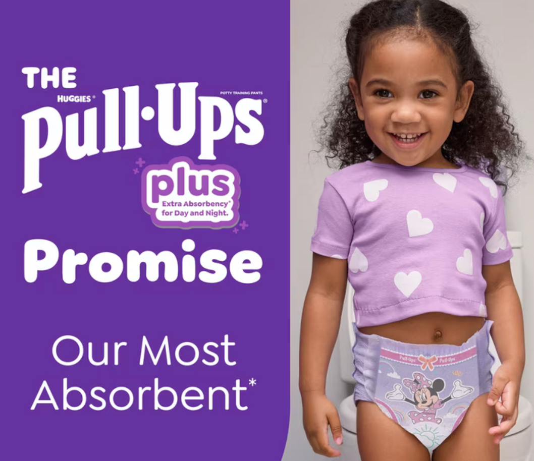 Huggies Pull-Ups Plus Girls Training Pants, Day & Night Extra Absorbency, Disney Minnie Mouse, Sizes 2T–6T