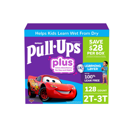 Huggies Pull-Ups Plus Boys Training Pants, Day & Night Extra Absorbency, Disney Pixar Cars, Sizes 2T–6T
