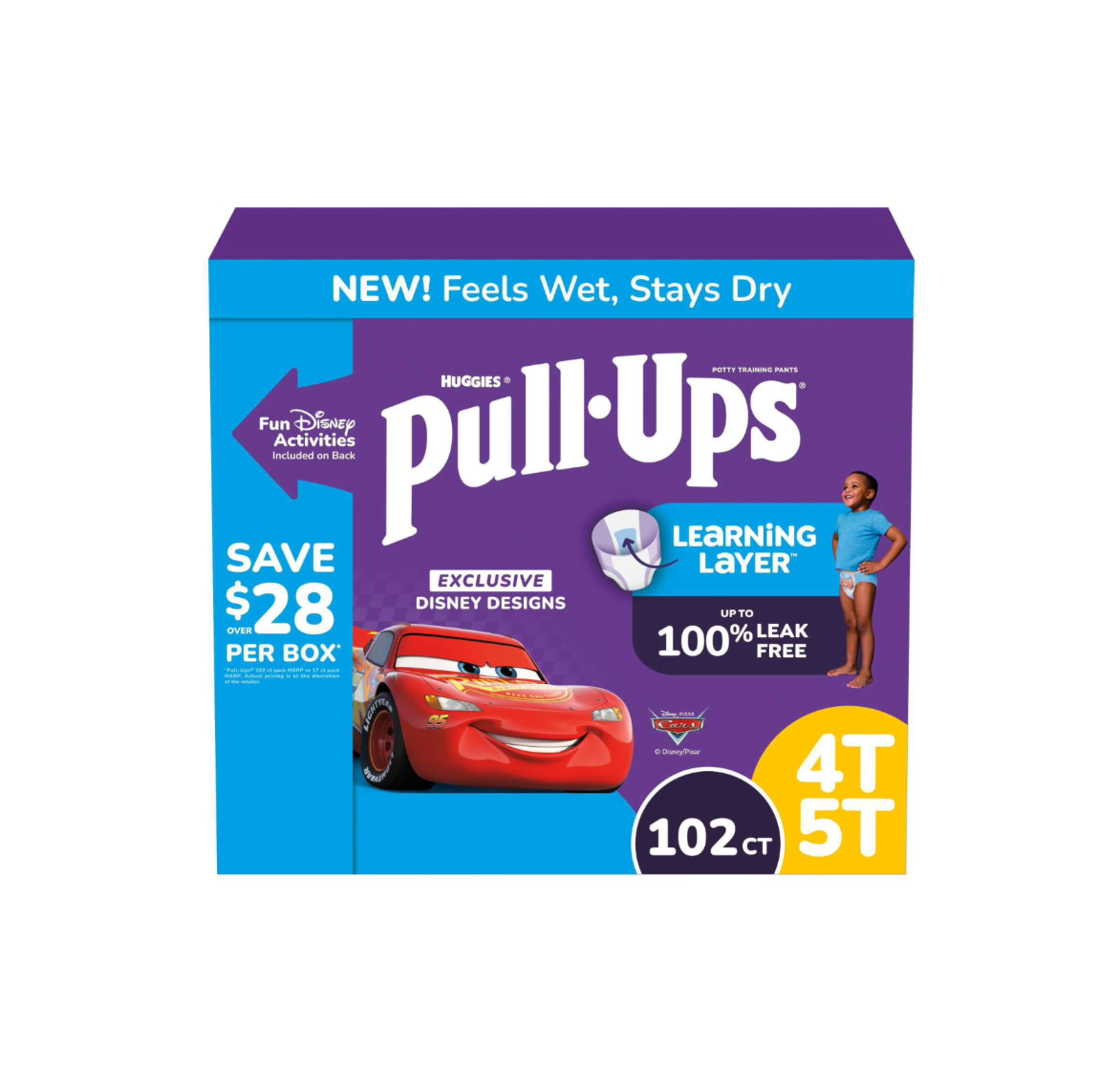 Huggies Pull-Ups Plus Boys Training Pants, Day & Night Extra Absorbency, Disney Pixar Cars, Sizes 2T–6T