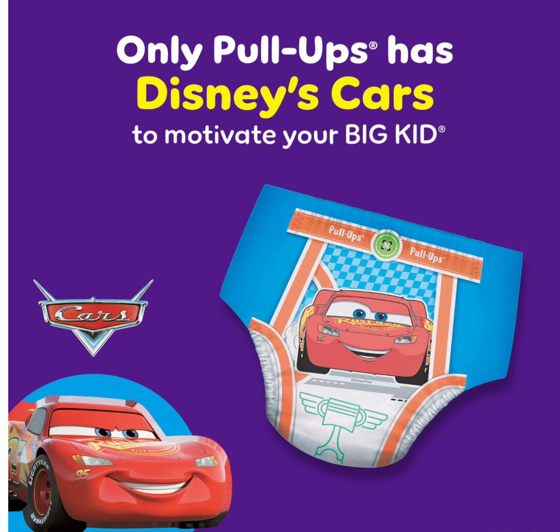 Huggies Pull-Ups Plus Boys Training Pants, Day & Night Extra Absorbency, Disney Pixar Cars, Sizes 2T–6T