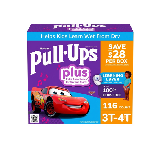 Huggies Pull-Ups Plus Boys Training Pants, Day & Night Extra Absorbency, Disney Pixar Cars, Sizes 2T–6T