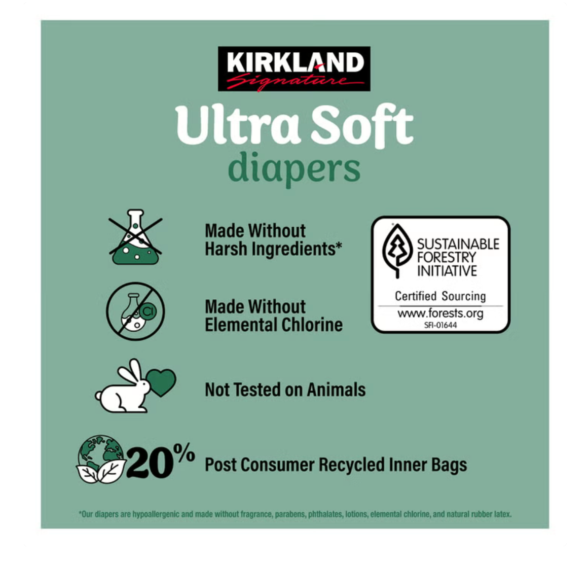 Kirkland Signature Ultra Soft Baby Diapers, Sizes 1-7, Up to 12-Hour Protection