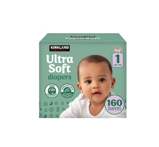 Kirkland Signature Ultra Soft Baby Diapers, Sizes 1-7, Up to 12-Hour Protection