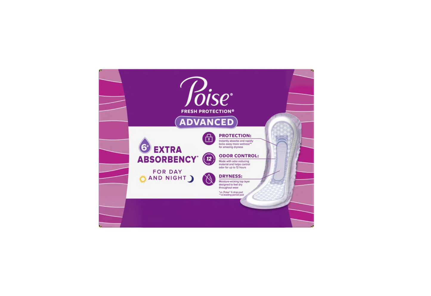 Poise Fresh Protection Advanced Incontinence Pads - Ultimate Absorbency Long, Day & Night Bladder Leak Protection (108 Count)