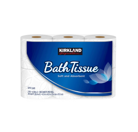 Kirkland Signature Bath Tissue 30 Rolls 380 Sheets Per Roll 2-Ply Septic-Safe Toilet Paper